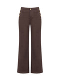 Pantaloni cropped moro con bottoni dorati