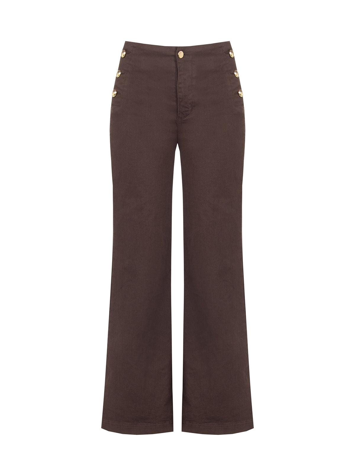 Pantaloni cropped moro con bottoni dorati
