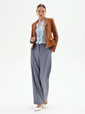 Pantalone a gamba ampia in chambray