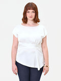 Blusa Curvy asimmetrica panna bianco in raso