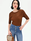 Maglia color cioccolato a costine