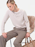 Maglia in viscosa tortora beige con applicazioni gioiello