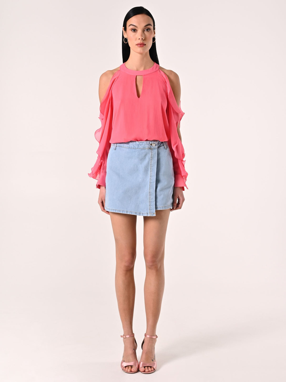 Blusa con Rouches Rosa Camelia