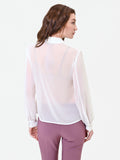 Camicia panna bianco in georgette con ruches