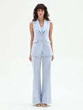 Gilet monopetto cielo azzurro con revers a lancia
