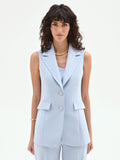 Gilet monopetto cielo azzurro con revers a lancia