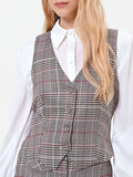Gilet principe di galles tortora beige in poliviscosa