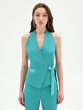 Gilet turchese azzurro con fusciacca in vita