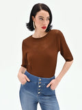 Maglia color cioccolato a costine