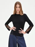 Maglia nera con inserti pizzo