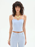 Top bustier azzurro cielo in tessuto tecnico