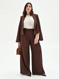 Pantalone curvy a palazzo cioccolato con pinces