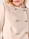 Giacca Doppiopetto in Tessuto Tecnico Beige Chiaro