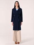 Cappotto Blu in Doppio Crepe