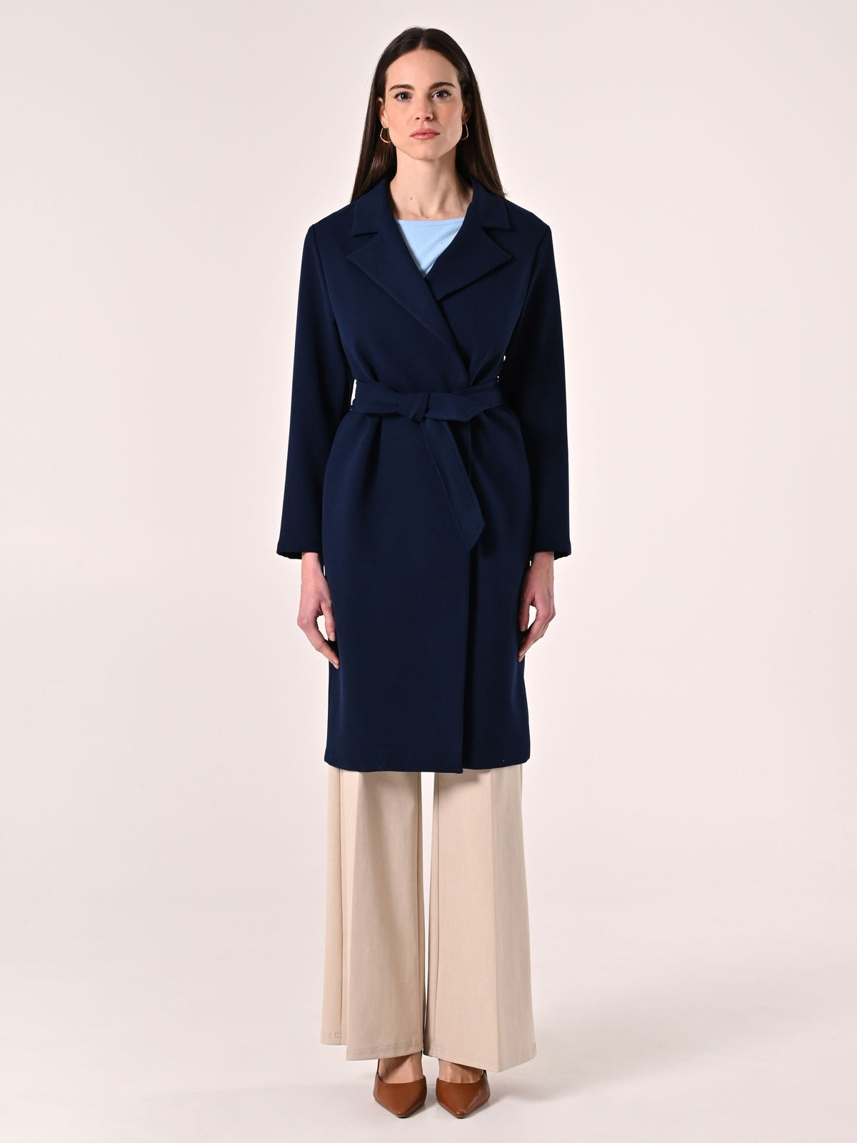 Cappotto Blu in Doppio Crepe