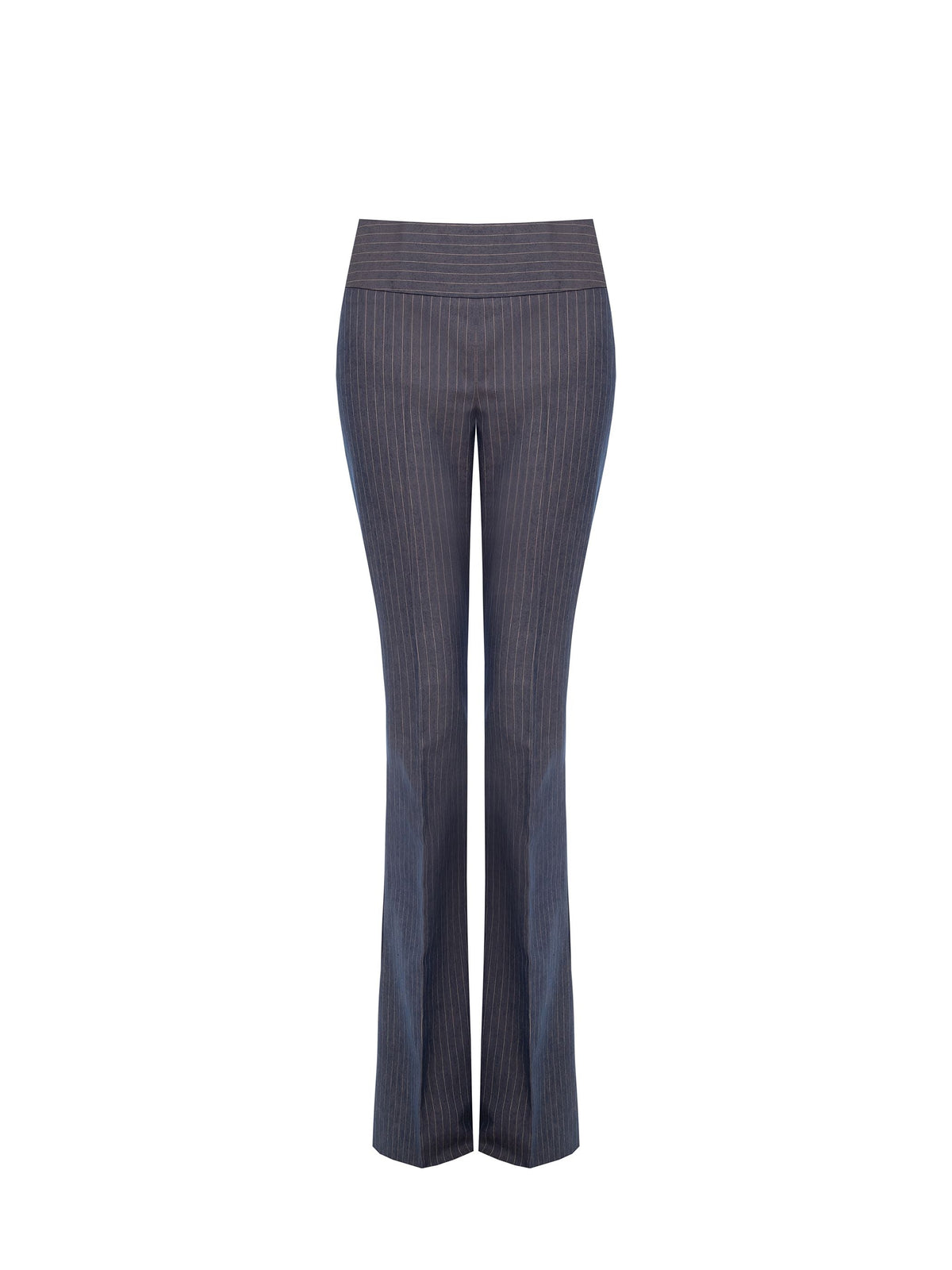 Pantalone gessato blu mid flared