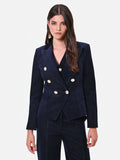 Giacca doppiopetto in velluto blu navy Giorgia Palmas X Rinascimento
