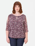 Blusa Curvy  rosso bordeaux in raso fantasia