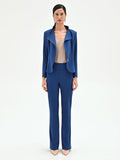 Pantalone mid flared blu brillante con fascione