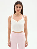 Top crop bianco con doppie spalline