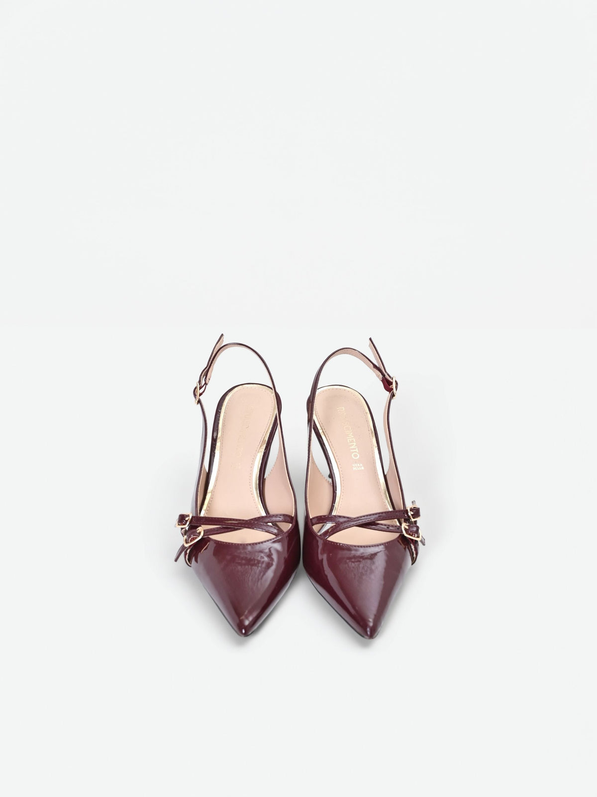 Décolleté slingback bordeaux con cinturini incrociati