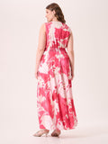 Abito Curvy Lungo stampa Rosa Camelia