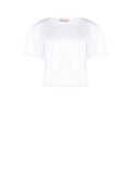 T-shirt bianca con doppio velo e applicazioni brillanti