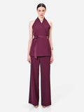 Gilet bordeaux rosso con cintura in vita