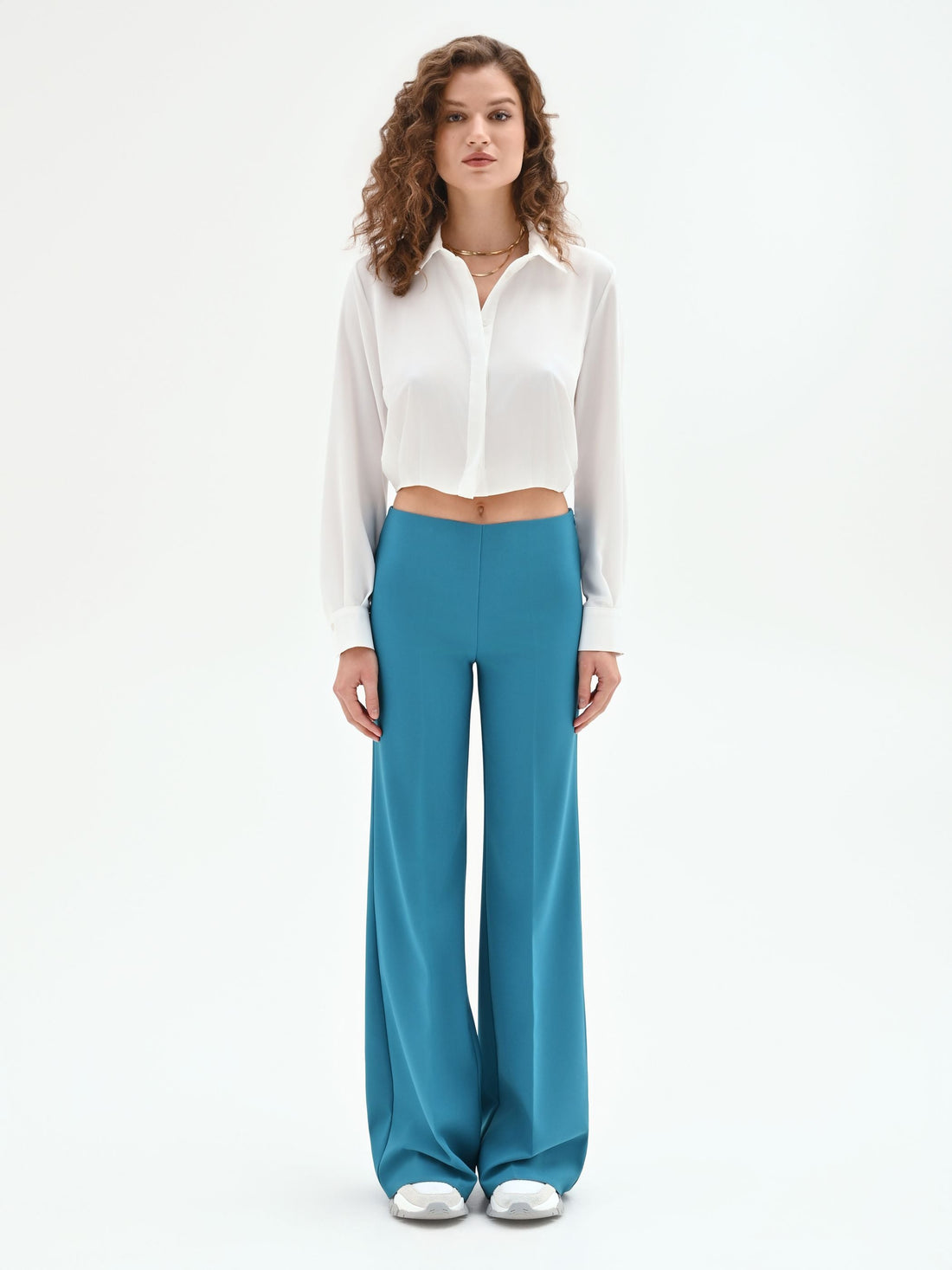 Pantalone palazzo  blu ottanio