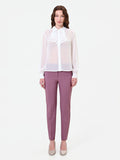 Camicia panna bianco in georgette con ruches
