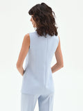Gilet monopetto cielo azzurro con revers a lancia
