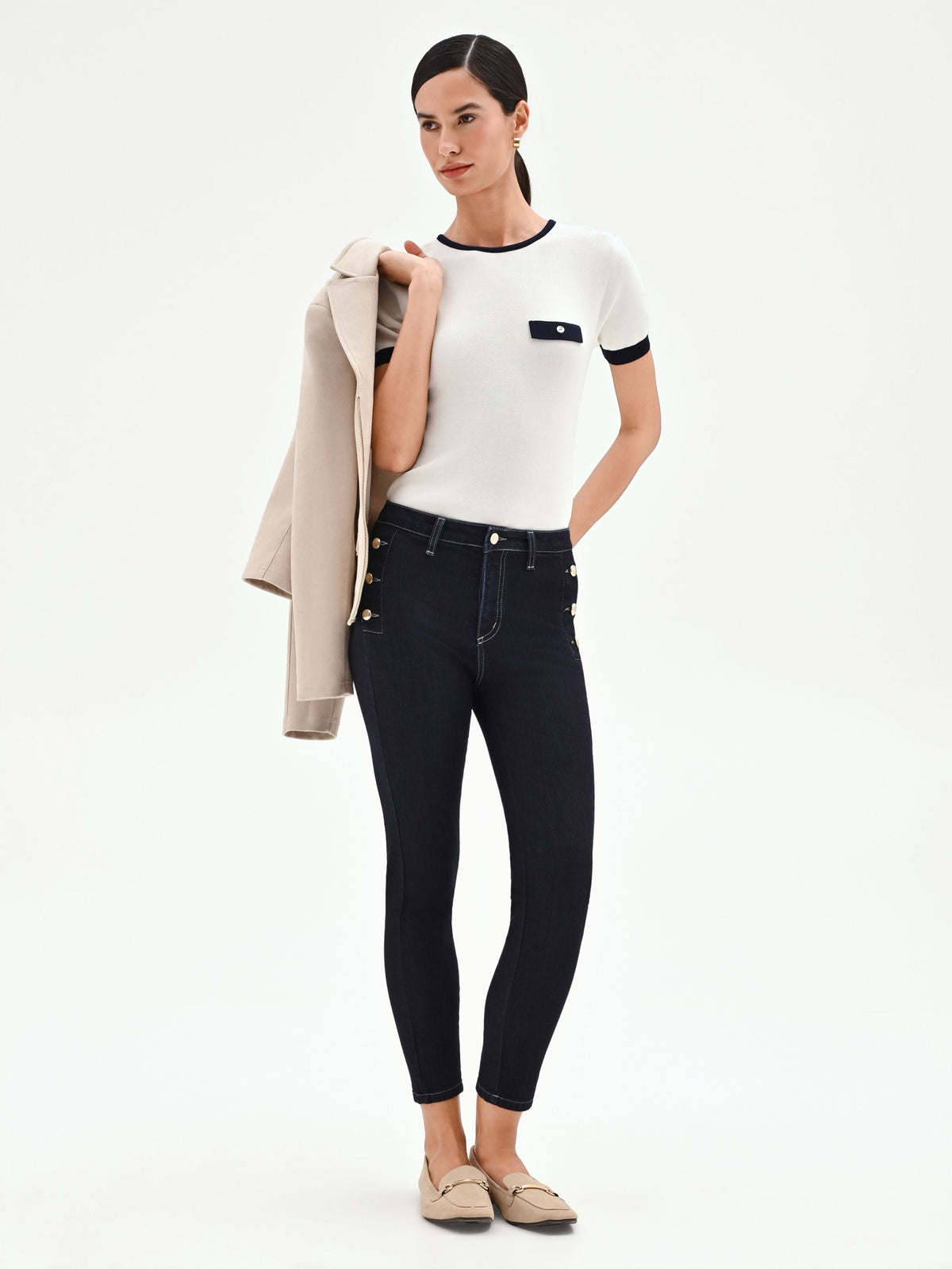 Jeans skinny blu stile marinniére