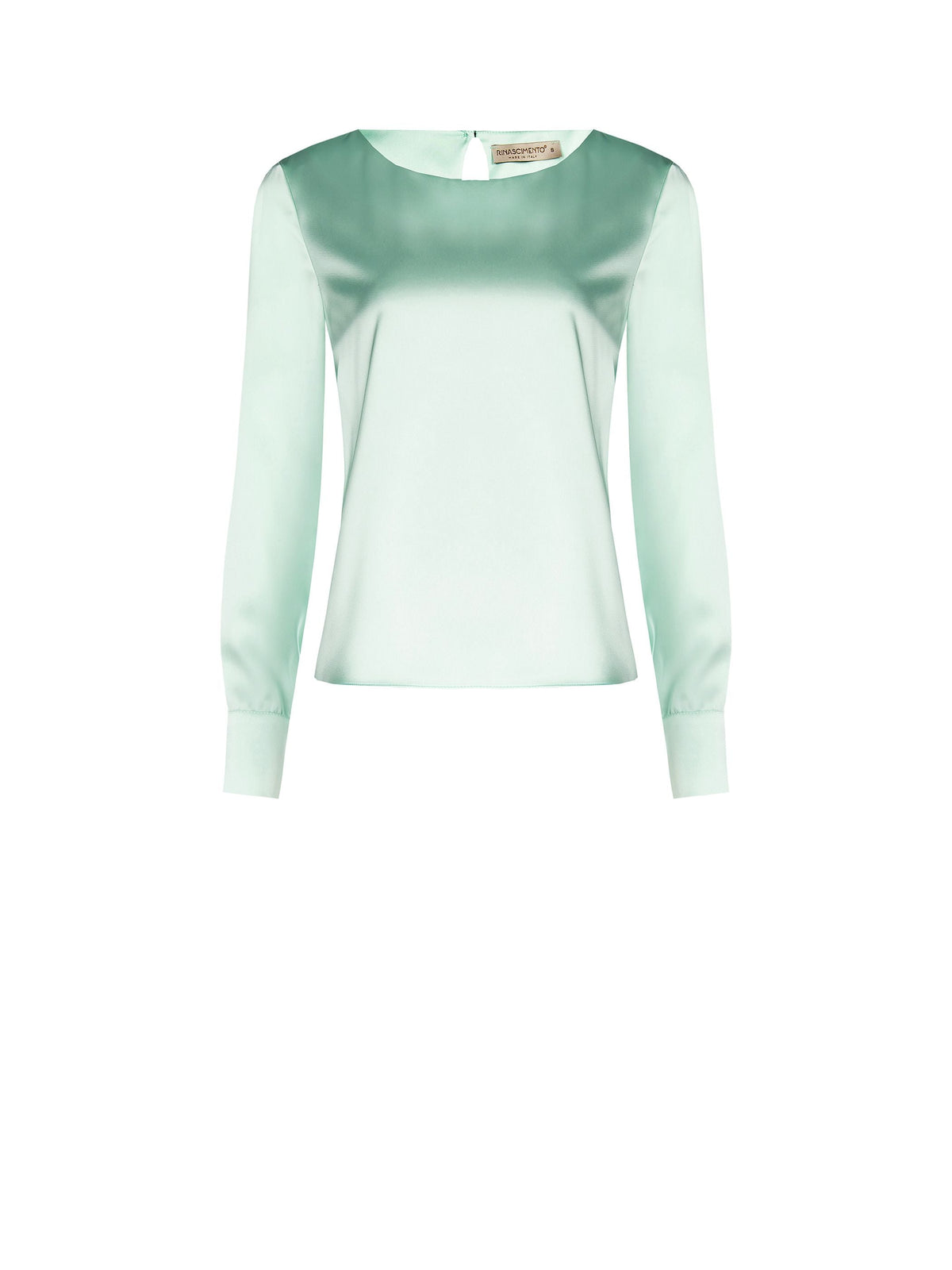 Blusa verde menta dalla linea essenziale