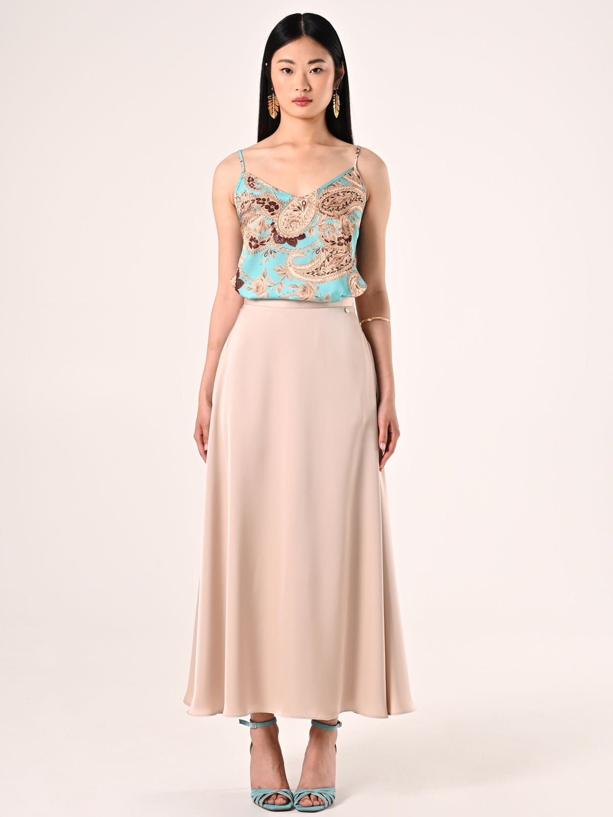 Top stampa Paisley Verde Acqua