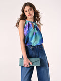 Top con Scollo all'Americana Stampa Astratta