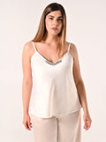 Top Curvy Bianco con Inserto Gioiello