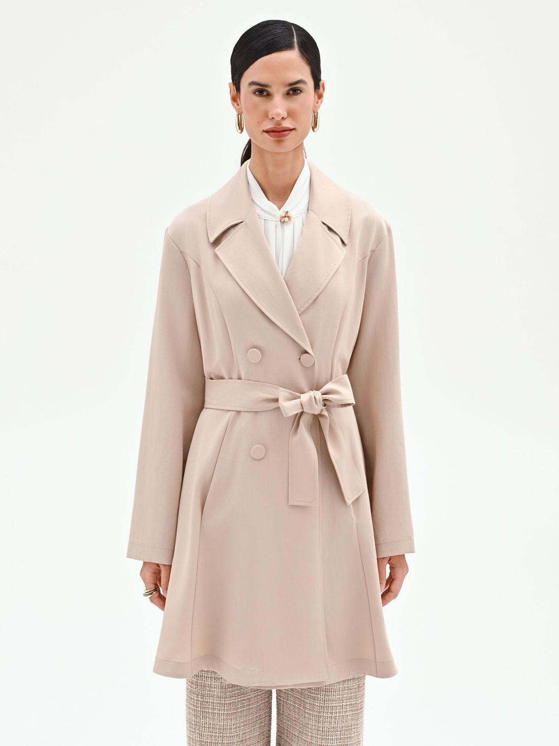 Trench doppiopetto tortora beige