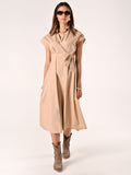 Chemisier Beige Incrociato con Fiocco