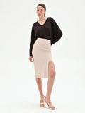 Gonna longuette tortora beige in similpelle