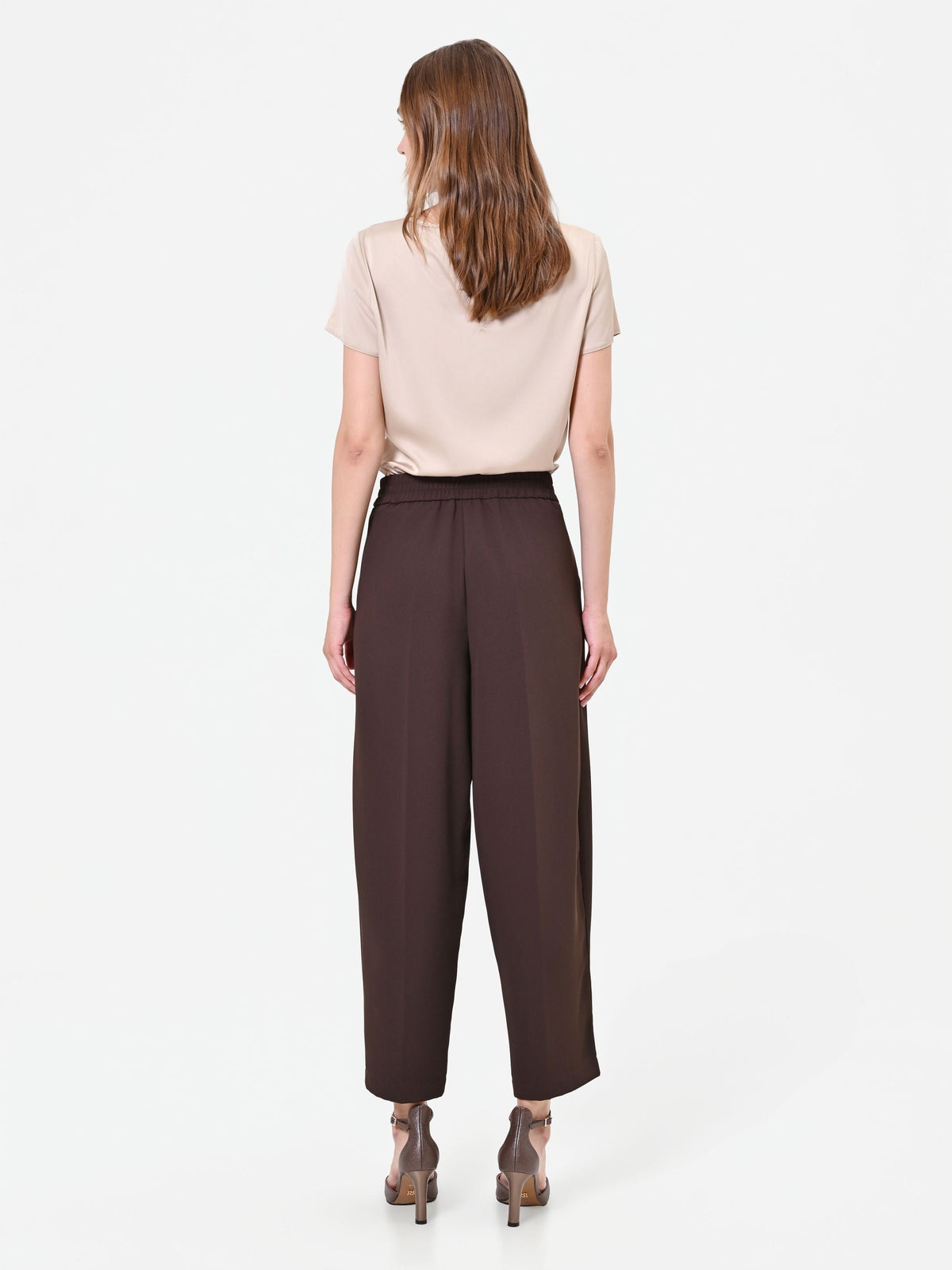 Pantalone marrone testa di moro con pinces