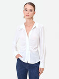 Camicia panna in georgette con drappeggio
