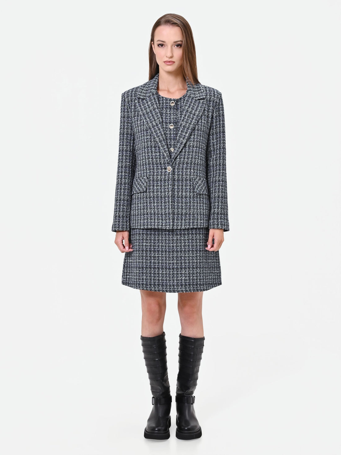 Giacca in stuoia mélange blu navy
