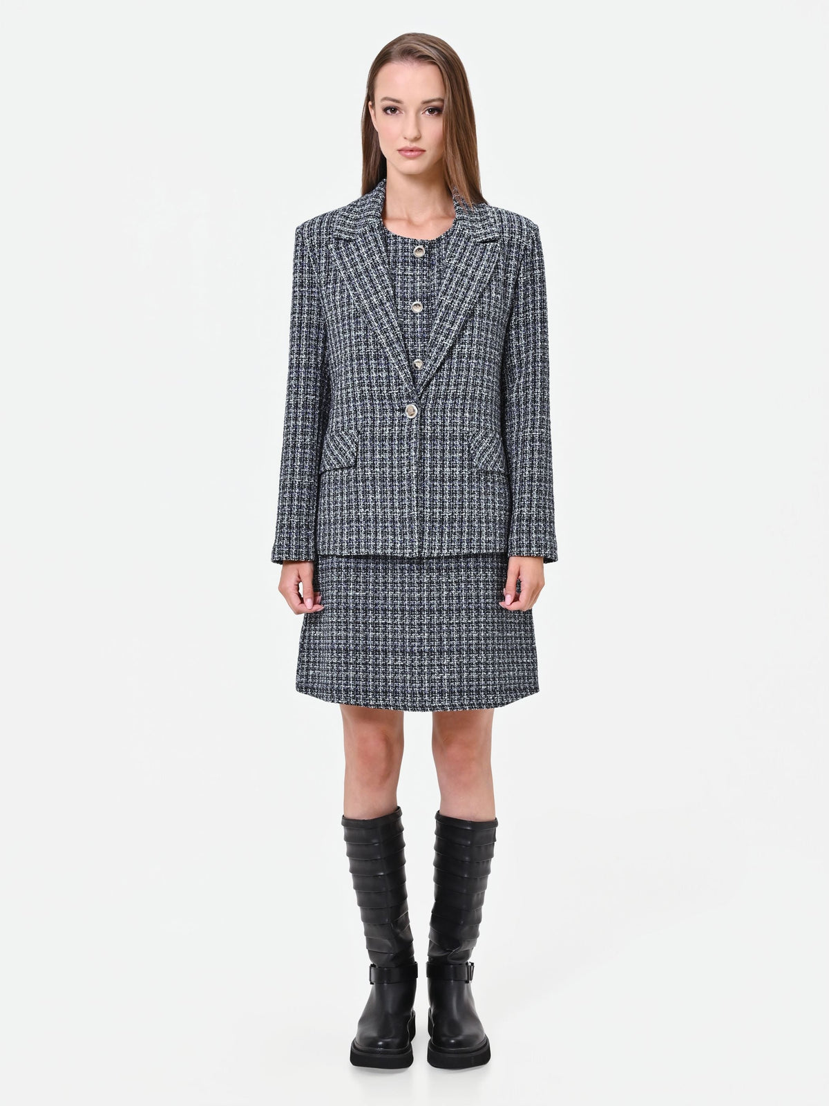 Giacca in stuoia mélange blu navy