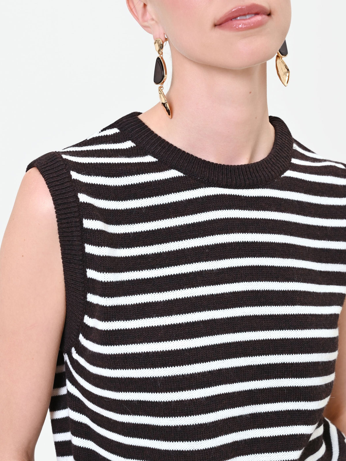 Top in maglia a righe marrone