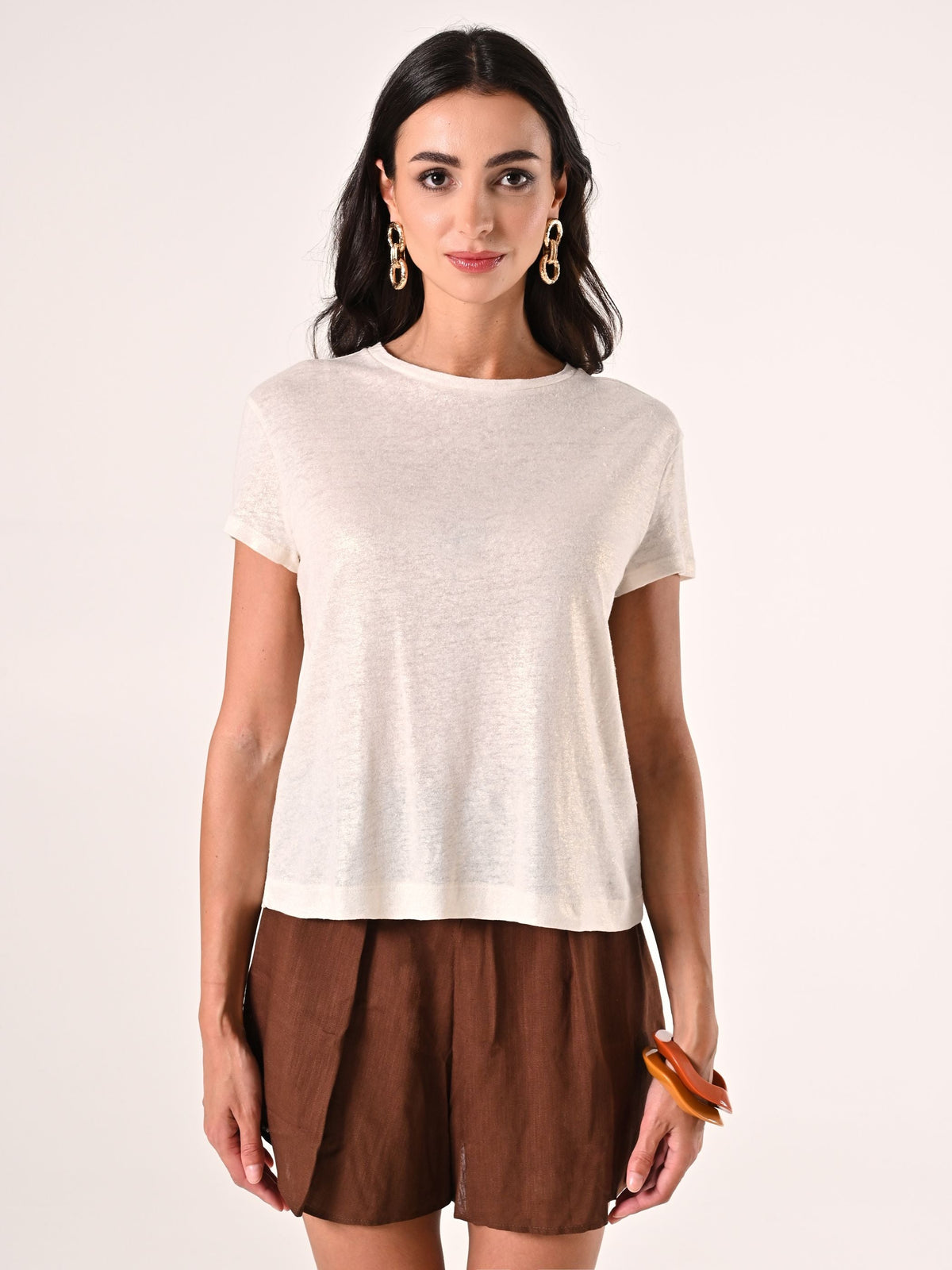 T-Shirt Lino Viscosa Beige