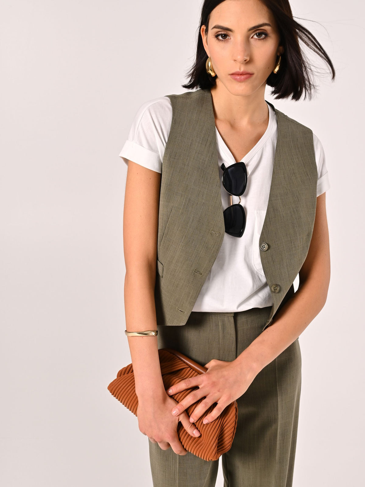 Gilet Verde Militare in Poliviscosa