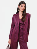 Giacca monopetto bordeaux rosso in raso jacquard Giorgia Palmas X Rinascimento