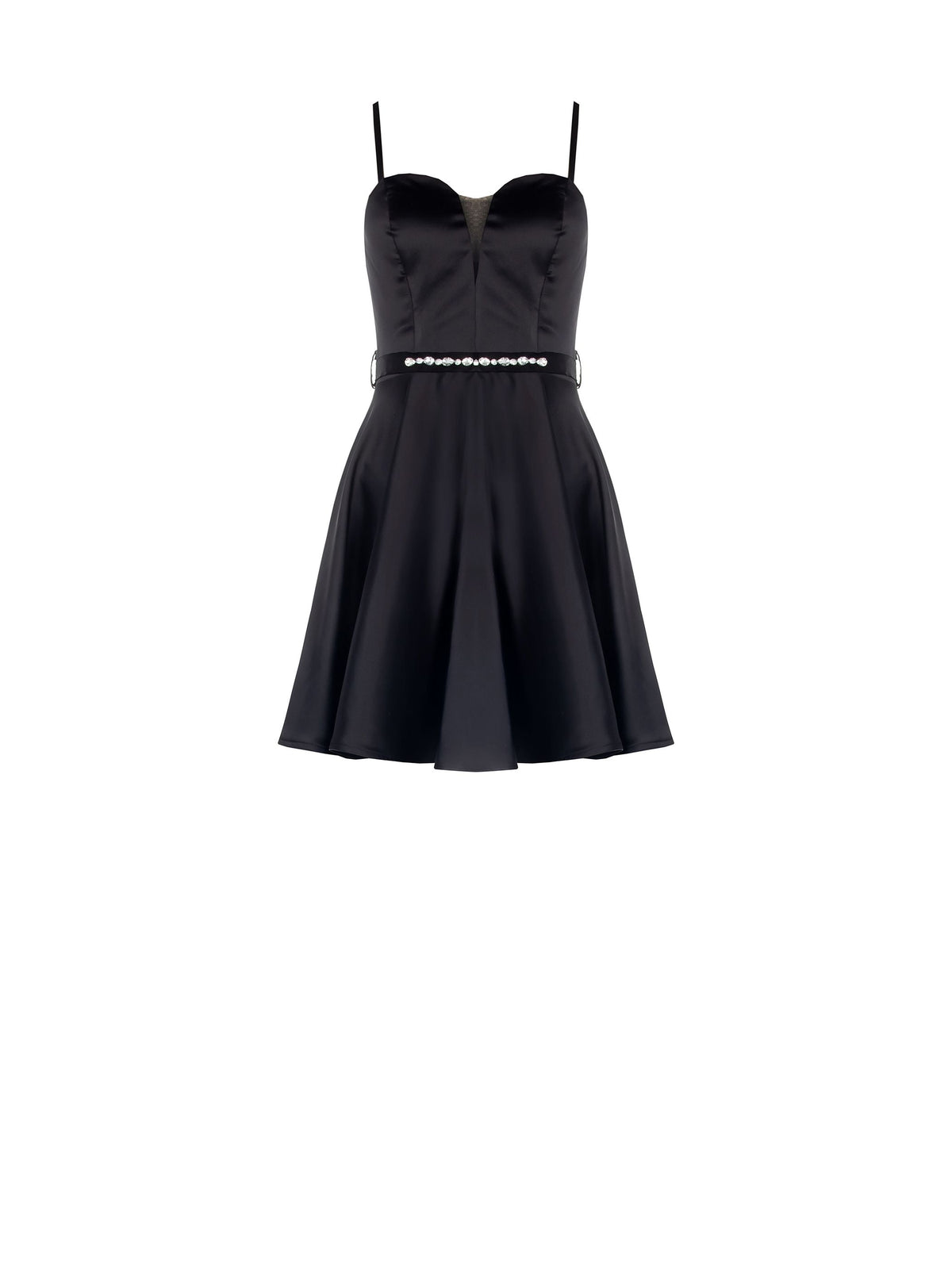 Abito a Ruota in Satin Nero