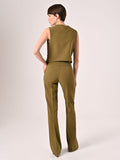 Pantaloni in Tessuto Tecnico Verde Militare con Fascione in Vita