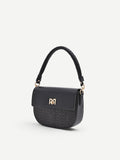 Borsa sella nera con finiture effetto pelle